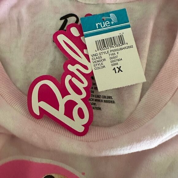 NWT Women’s Teens Barbie Short Sleeve Tee Short Top Tie Dye Pink Dream Car - 1XL - Picture 5 of 6